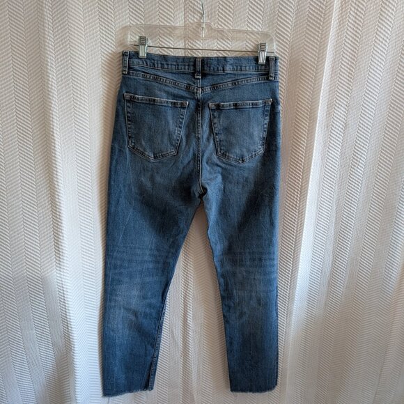 Zara Premium denim collection high rise Straight skinny jeans raw hem Size 8 - Picture 3 of 7